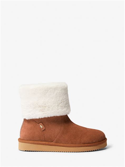 michael kors blue furry boots|Julia Faux Fur Trim Suede Boot .